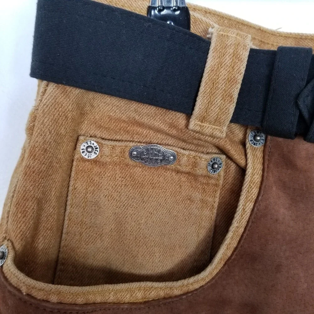 VTG JNCO‎ Revatex Men Denim Suede Jeans Sz 32 Brown Belted Durable USA